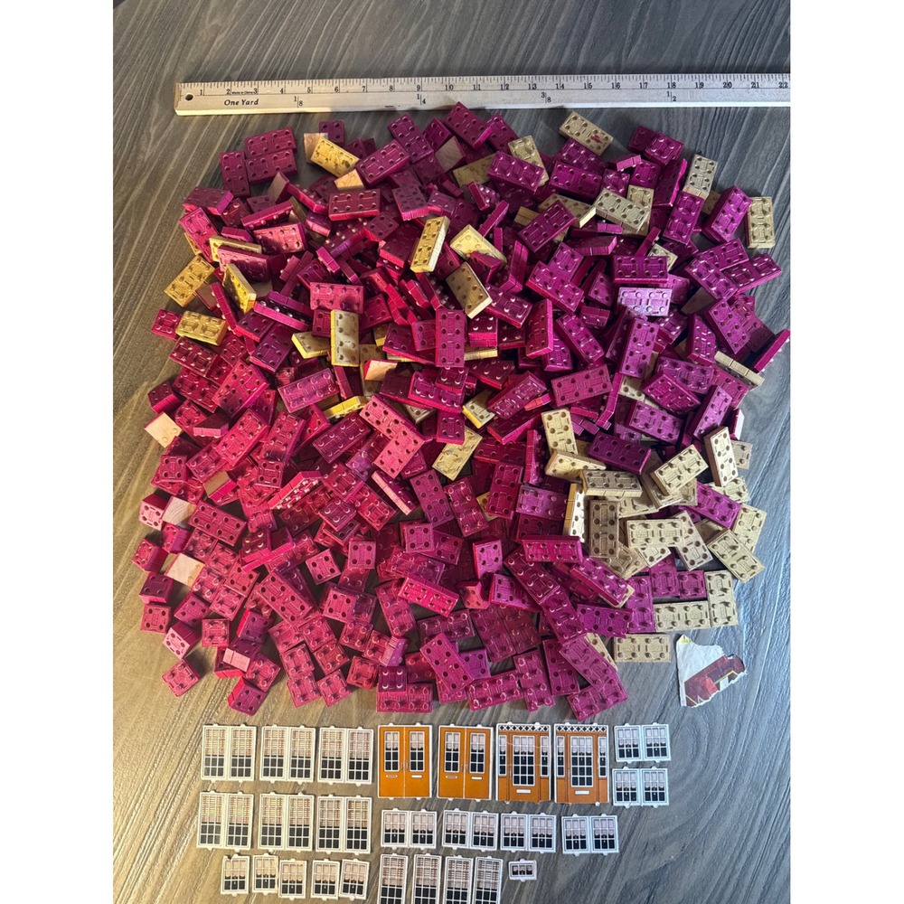 VTG Halsam American Bricks Wood Building Blocks 6.3lb Lot w/ Rare Window Doors - Picture 4 of 11